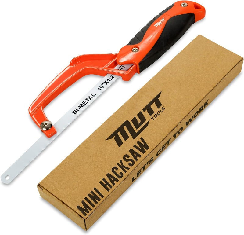 AMERICAN MUTT TOOLS Mutt Tools Mini Hacksaw for Metal with 10-inch Bi-Metal Blade for Precision Cutting - Compatible with 10" and 12" Blades - Small Cutting Saw - Image 1